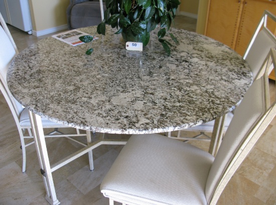 GRANITE TABLE AND 4 CHAIRS 42"