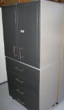 TWO DOOR/ FOUR DRAWER GRAY STORAGE