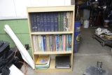 BOOKCASE THREE SHELF WITH BOOKS AND MANUALS