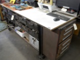 LARGE WORK BENCH-WOOD TOP METAL LEG