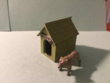 Vintage John Hill Co Beware of The Dog Metal House And Figure Set