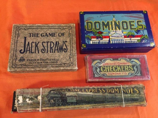 Early Games Lot Dominoes, Jack Straws, And More