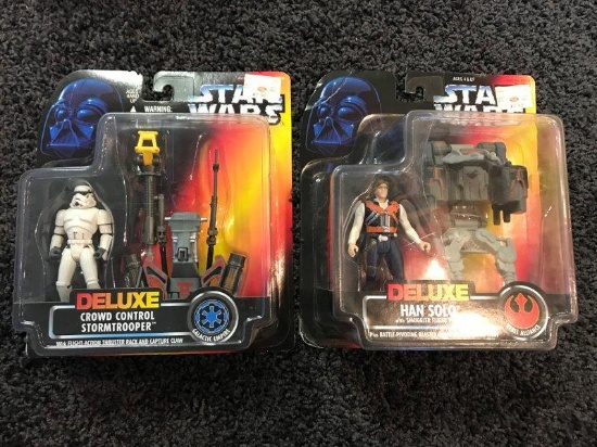 New Old Stock Star Wars Power of The Force Deluxe Stormtrooper And Han