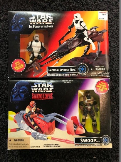 New Old Stock Star Wars Shadows of The Empire And Power Of The Force Swoop And Speeder Bike Lot