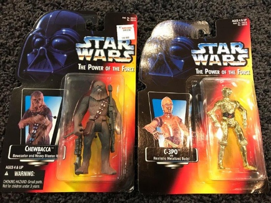 New Old Stock Star Wars Power of The Force Chewbacca And C-3PO