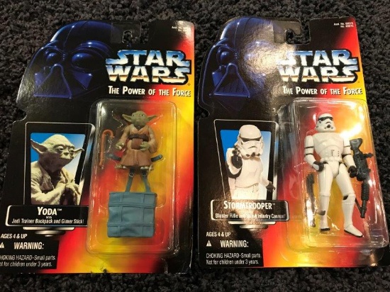 New Old Stock Star Wars Power of The Force Yoda And Stormtrooper