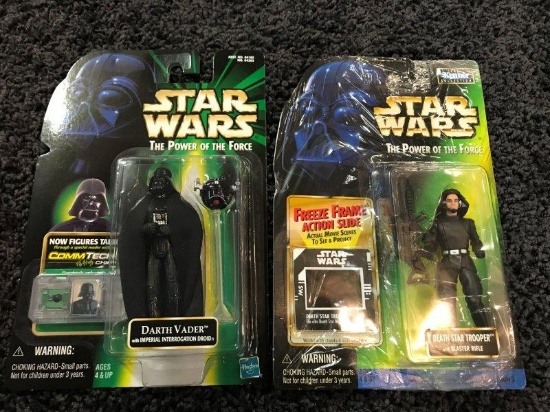 New Old Stock Star Wars Power of The Force Darth Vader And Death Star Trooper