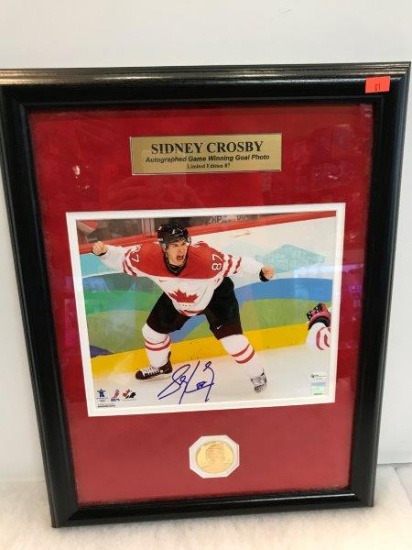 Authentic Signed Sidney Crosby Game Winning Goal Photo And Coin Framed Set