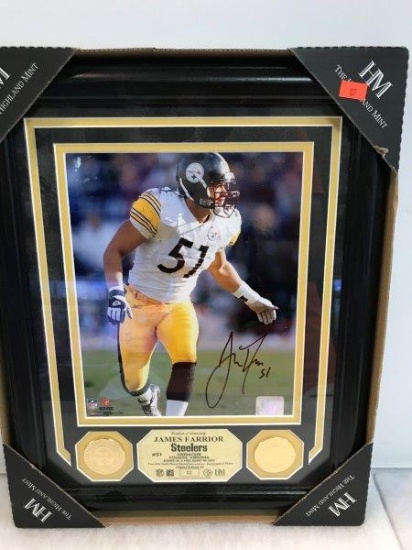 The Highland Mint James Farrior Steelers Autographed Photo And Coin Set Limited Numbered 2/99