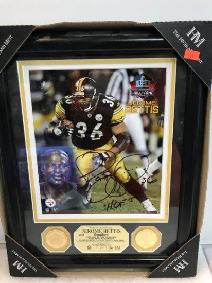 The Highland Mint Jerome Bettis Steelers Autographed Photo And Coin Set Limited Numbered 23/136