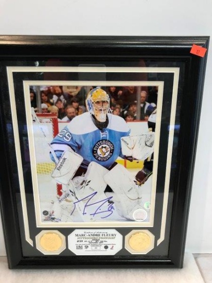 The Highland Mint Marc-Andre Fleury Penguins Autographed Photo And Coin Set Limited Numbered 20/99
