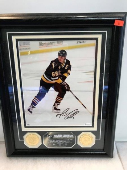 The Highland Mint Mario Lemieux Penguins Autographed Photo And Coin Set Limited Numbered 33/66