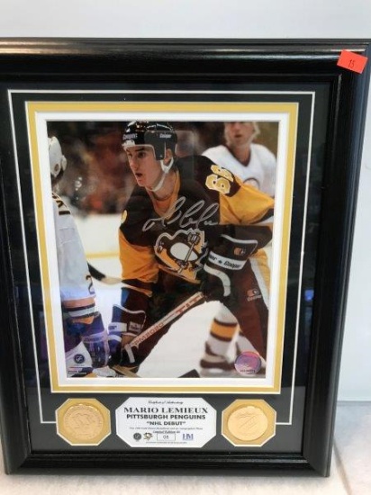 The Highland Mint Mario Lemieux Penguins Autographed Photo And Coin Set Limited Numbered 8/66