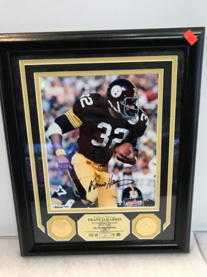 The Highland Mint Franco Harris Steelers Autographed Photo And Coin Set Limited Numbered 33/99