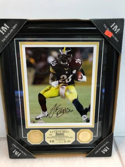 The Highland Mint Le'Veon Bell Steelers Autographed Photo And Coin Set Limited Numbered 3/99