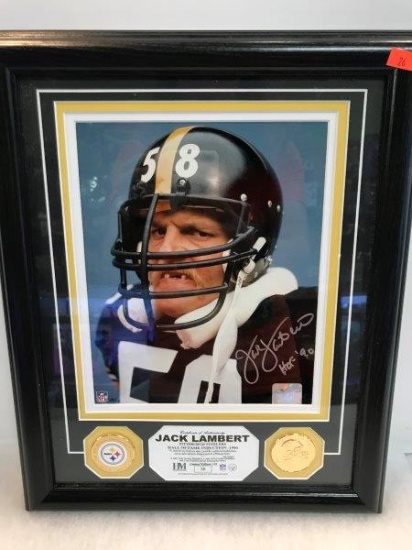 The Highland Mint Jack Lambert Steelers Autographed Photo And Coin Set Limited Numbered 38/158