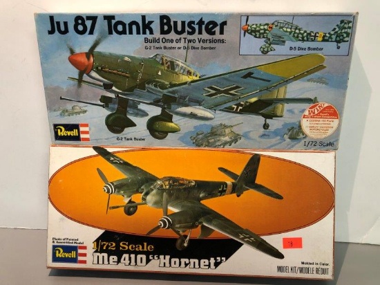 Revell 1/72 Scale Model Kit Lot Ju 87 Tank Buster And Me 410 Hornet