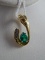 14 Karat Yellow Gold Lab Emerald & Diamond Pendant Slide