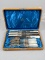 Landers Frary & Clark 6pc Sterling Mother of Pearl Fork and Knife Set in Velvet Case