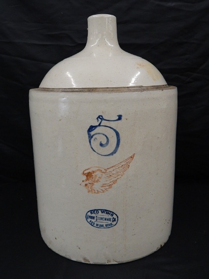Red Wing Union Stoneware 5 Gallon Large Wing Shoulder Jug