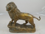 Spelter Metal Lion Statue with a bronze Wash possibly part of a clock