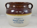 Red Wing Stoneware Advertsing Bean Pot Racine Wisconsin Gramluch Grocery