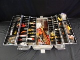 Vintage Aluminum Fishing Tackle Box PACKED FULL OF LURES