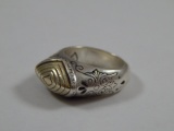 Sterling SILVER Ring  Gold Accents size Ladies Size 7.5