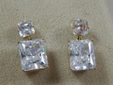 10K and Square & Emerald Cut CZ Earrings