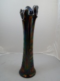 Large Fenton Carnival Glass Spearhead and Ribs Swung Vase