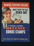 WW2 1942 United States Defense War Bond / Stamp Advertising Poster