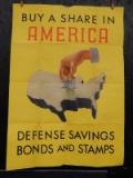 WW2 1941 United States Defense Savings War Bonds and Stamps Advertising Poster