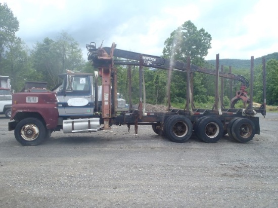 1988 FORD LTL 9000 LOG LOADER TRK  TRI/A, CAT 3406B 425 HP, 8LL, PRENTICE 120C KNUCKLE BOOM GRAPPLE 