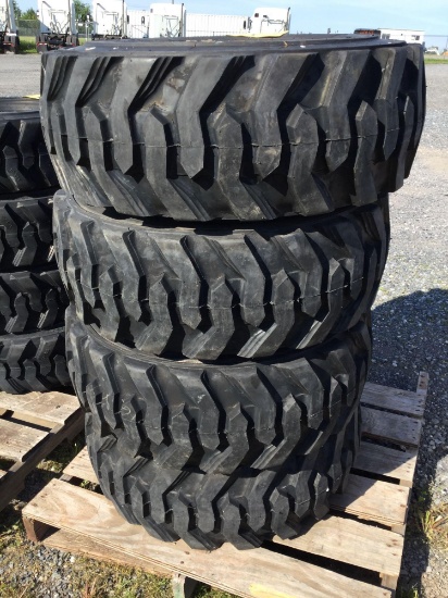 New 12-16.5 Skid Loader Tires on Bobcat Orange Wheels