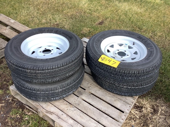 ST 205/75 R 15 Trailer Tires on Wheels