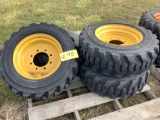 10-16.5 Skid Loader Tires on Wheels (Yellow)