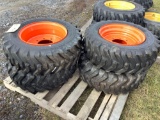 10-16.5 Skid Loader Tires on Wheels (orange)