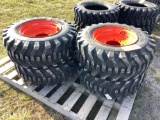 12-16.5 Skid Loader Tires on Wheels- Orange