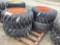 Set of 4 Skid Loader Tires on Wheels, 12-16.5-Orange