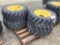 Set of 4 Skid Loader Tires on Wheels, 10-16.5-Yellow