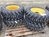 Set of 4 Skid Loader Tires on Wheels 12-16.5 Yellow