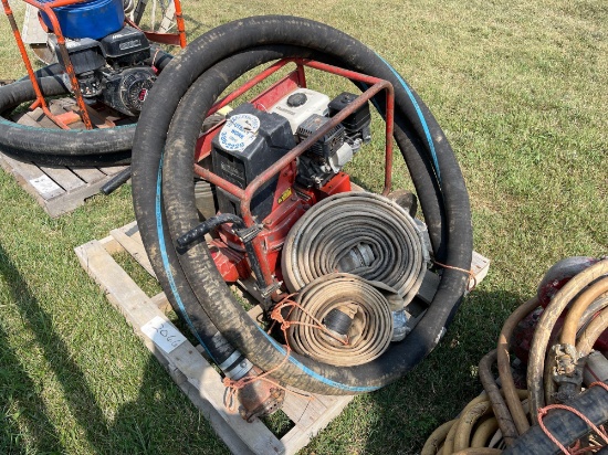 Multiquip Water Pump with Hoses on Wheels