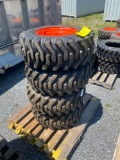 Set of 4 12-16.5 Skid Loader Tires on Wheels - Bobcat