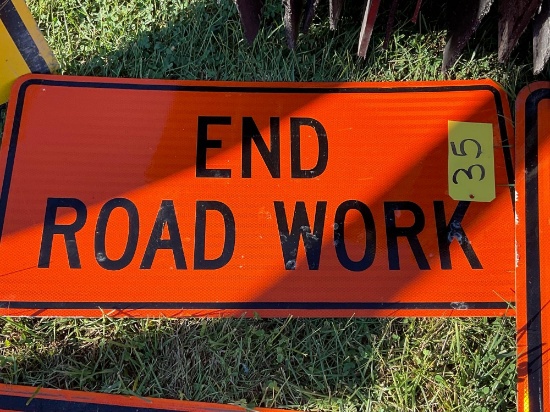 End Road work sign