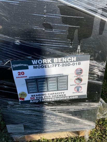7 ft 20 drawer Work Bench
