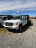 2013 GMC 3500... HD Flatbed Stake Body, Crew Cab, Vortec Gas, Auto 4x4, 9' F/B Stake Body w/ D-Rings