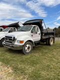 2005 Ford F650 Contractors Dump, CAT C7 motor, Manual Trans, GVWR 26,000lbs, PTO, Pintel Hitch,