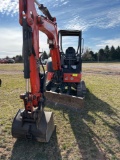 2017 Kubota U35-4, O-rops, Angle blade, Plumbed, Hyd Thumb, Coupler, GP Bucket, SN: 1304, Hours: