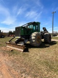 2011 John Deere 648H, Cab, heat, AC, Front Blade, Dual Function Grapple, Winch, 30.5L-32 rubber, SN: