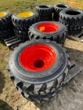 Set of 4 - 12-16.5 Skid Loader tires on wheels - Bobcat